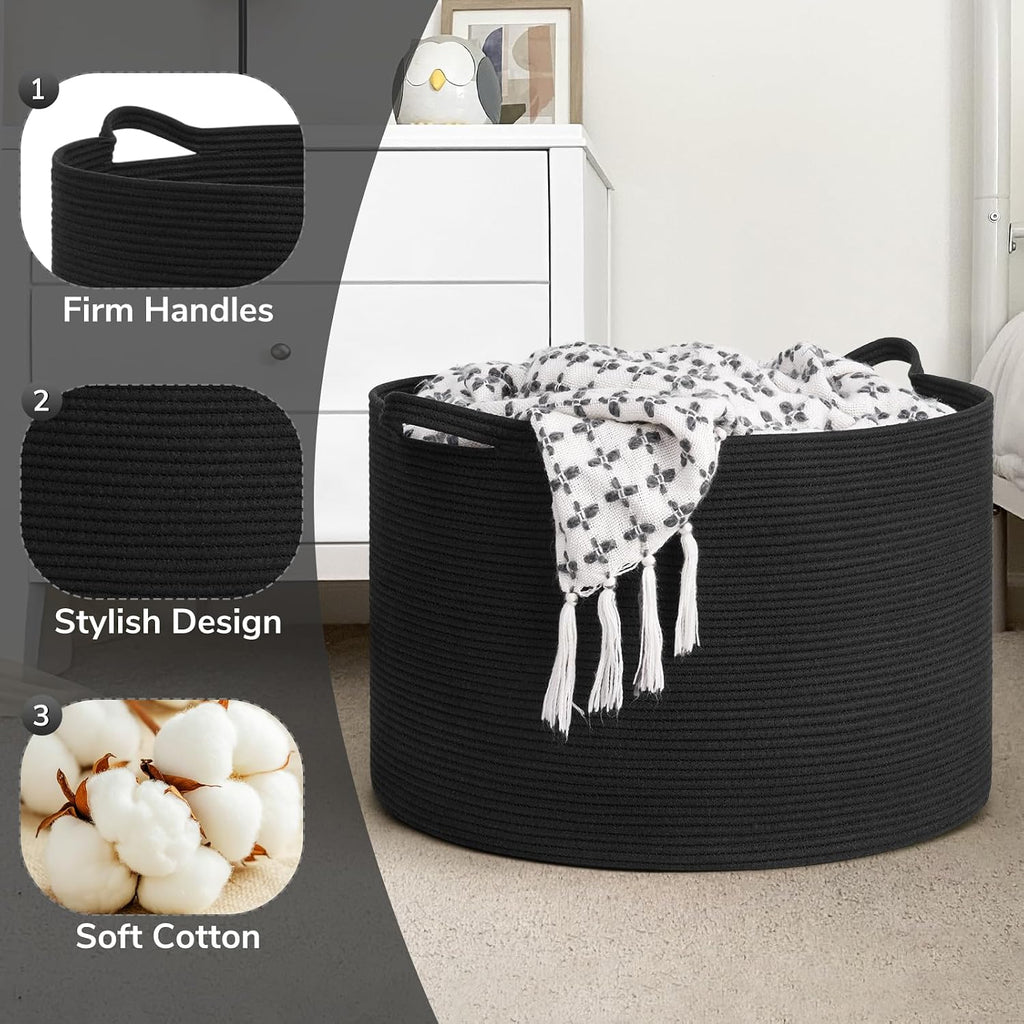 Goodpick Extra Large Woven Dirty Clothes Basket for Nursery, 115L