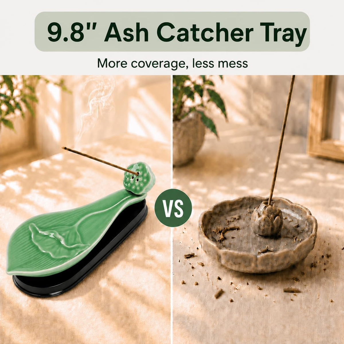 9.8" Lotus Incense Holder with Large Ash Catcher for Sticks