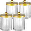 Amolliar Qtip Holder for Bathroom, Clear Glass Apothecary Jars(Gold 4 Pack)