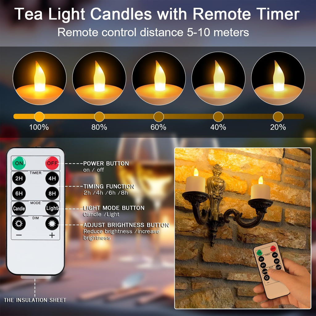 Esup Rechargeable Tea Lights Candles with Remote and Timer for Decorations