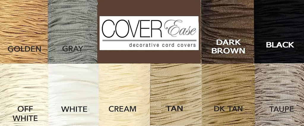 Cream COVEREase Cord Cover 9 ft Faux Silk Fabric Lamp Cord Cover - Cable Sleeve, Wire Cover, Cord Hider for Cable Management for Electrical Lighting Fixtures (2 Pack)