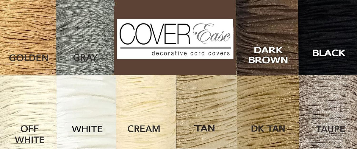 Cream COVEREase Cord Cover 9 ft Faux Silk Fabric Lamp Cord Cover - Cable Sleeve, Wire Cover, Cord Hider for Cable Management for Electrical Lighting Fixtures (2 Pack)