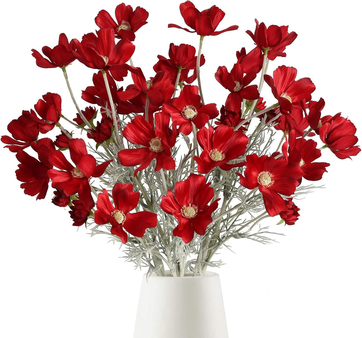 6PCS Cosmos Silk Flowers 24'' Red Daisy Flowers Artificial Fake Wild Flowers for Wedding Party Kitchens Home Decorations(Red)