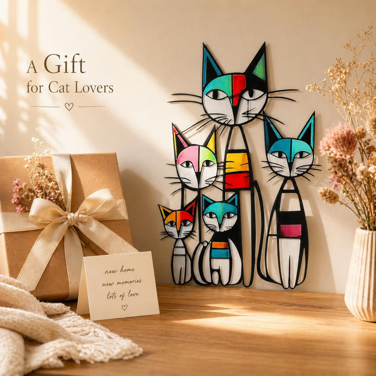 Cat Wall Art Decor Metal Iron Wall Sculptures Decor Gifts for Cat Lovers