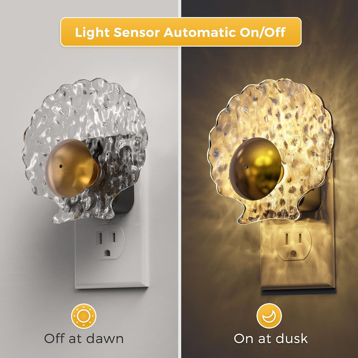 L LOHAS LED Shell Night Light, 2 Pack, Night Lights Plug into Wall
