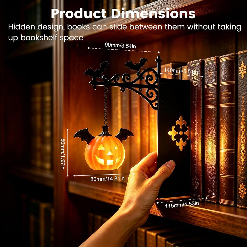 Halloween Lights Mini Lantern for Book Shelf,Pumpkin Hanging Lamp Book Ends