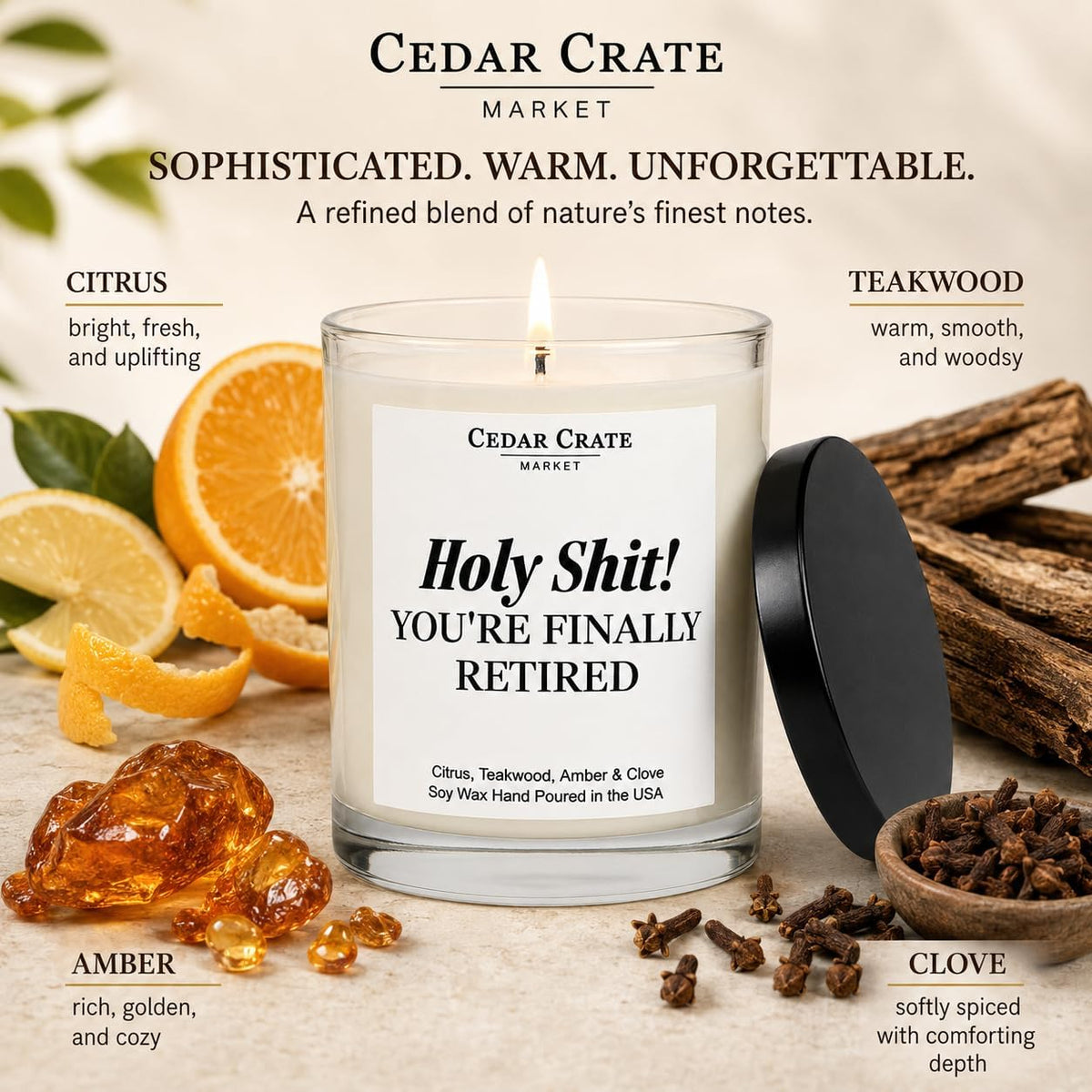 2026 Retirement Gift for Women, Men - Holy Sh*t You're Finally Retired! Funny Candle, 13.5oz Soy Wax | Hilarious Farewell Gift Coworker Best Friend Nurse, Teacher, Mom, Dad, Boss, Friend, Sister