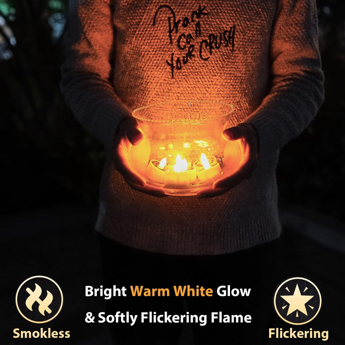 Solar Tea Lights Outdoor Waterproof, 8pcs Rechargeable Dusk to Dawn Little Solar Votive Candles, Flameless Flickering Small Light for Lantern Window DIY Chandelier Patio Deck Garden Decor (Warm White)