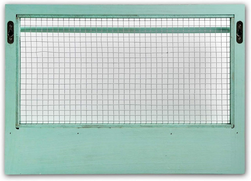Jewelry Organizer, Wall Mount Jewelry Holder Rack with Hooks Shelf and Removable Rod Hanging Display Earrings Necklaces Bracelets Rings Storage Accessories Wood in Shabby Chic Turquoise