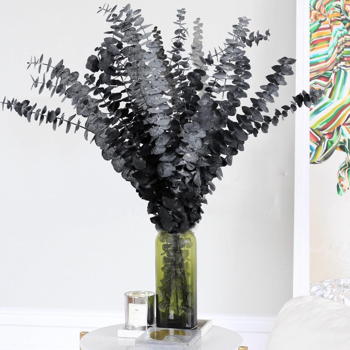 15 Pcs Real Black Eucalyptus Stems, 17" Dried Plants Natural Branches