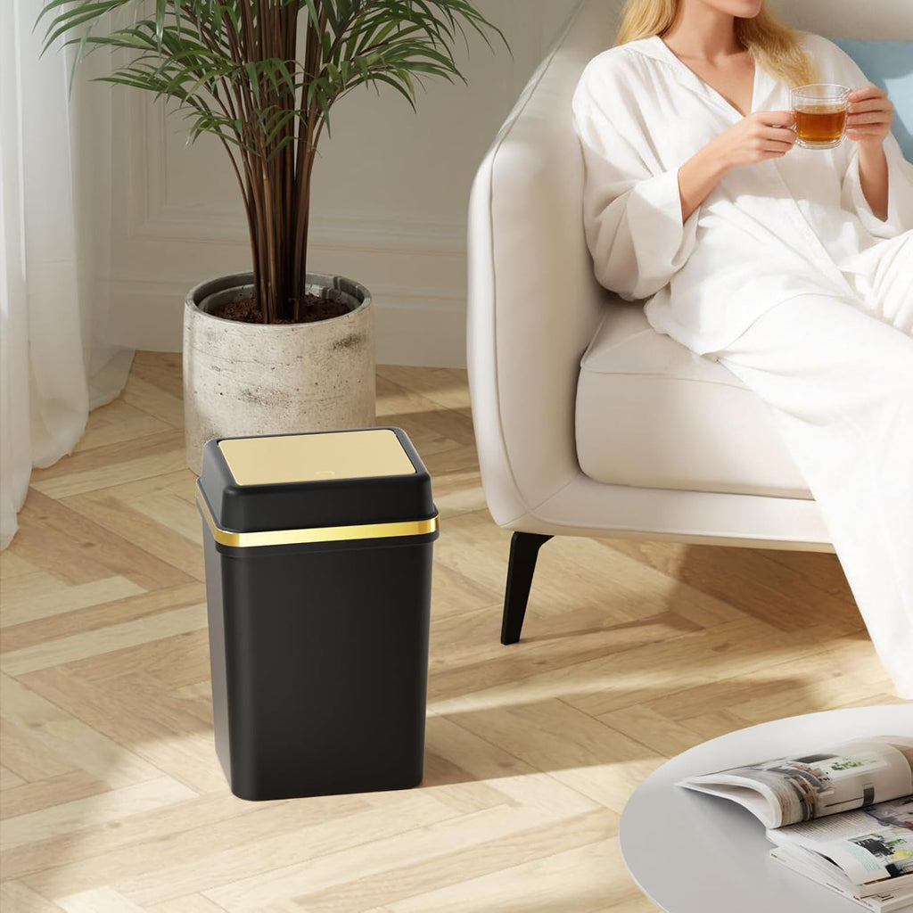 3 Pack Bathroom Trash Can with Lid 4 Gallon Small Trash Can with Press Top Lid Bathroom Garbage Can with 150 Counts Trash Bags for Kitchen Bedroom Office(Black Navy Blue Dark Green)