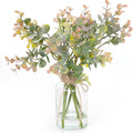 Muhanjia Artificial Eucalyptus Stems in Glass Vase with Faux Water,6Pcs Grey-Orange Fake Plant for Centerpiece (Grey-Orange Eucalyptus)