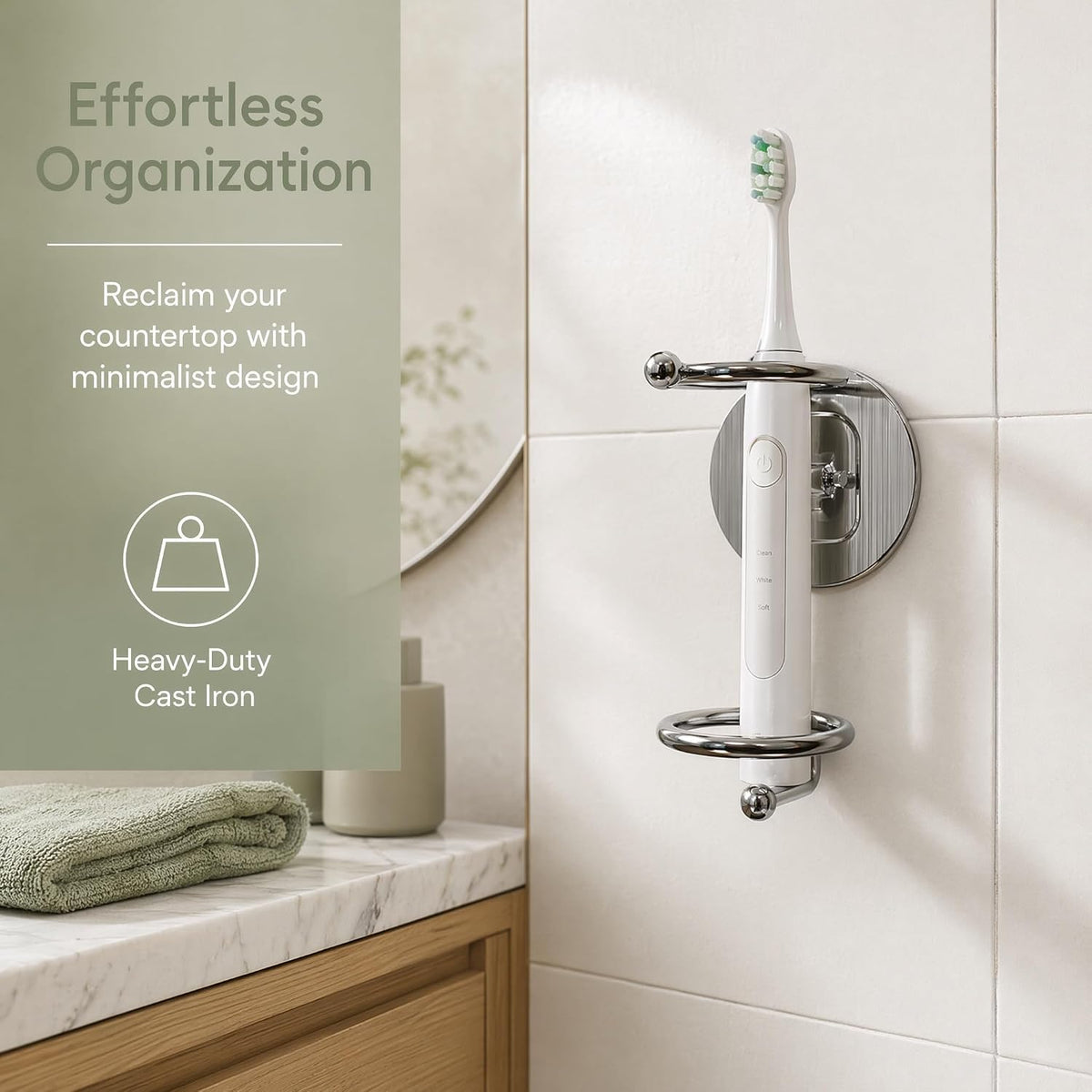 Electric Toothbrush Holder Wall Mounted, Cast Iron, 1 Pack