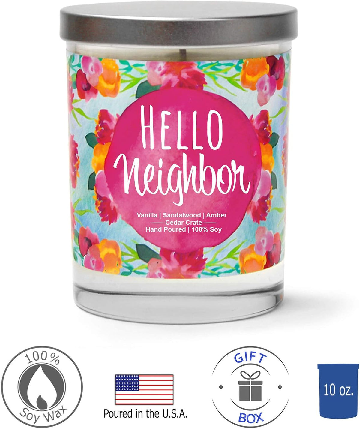 Hello Neighbor - Housewarming Gifts New Home - House Warming Candle for Women, Men, Couples, Apartment, Decor Ideas, Welcome, Hostess, Handmade in USA