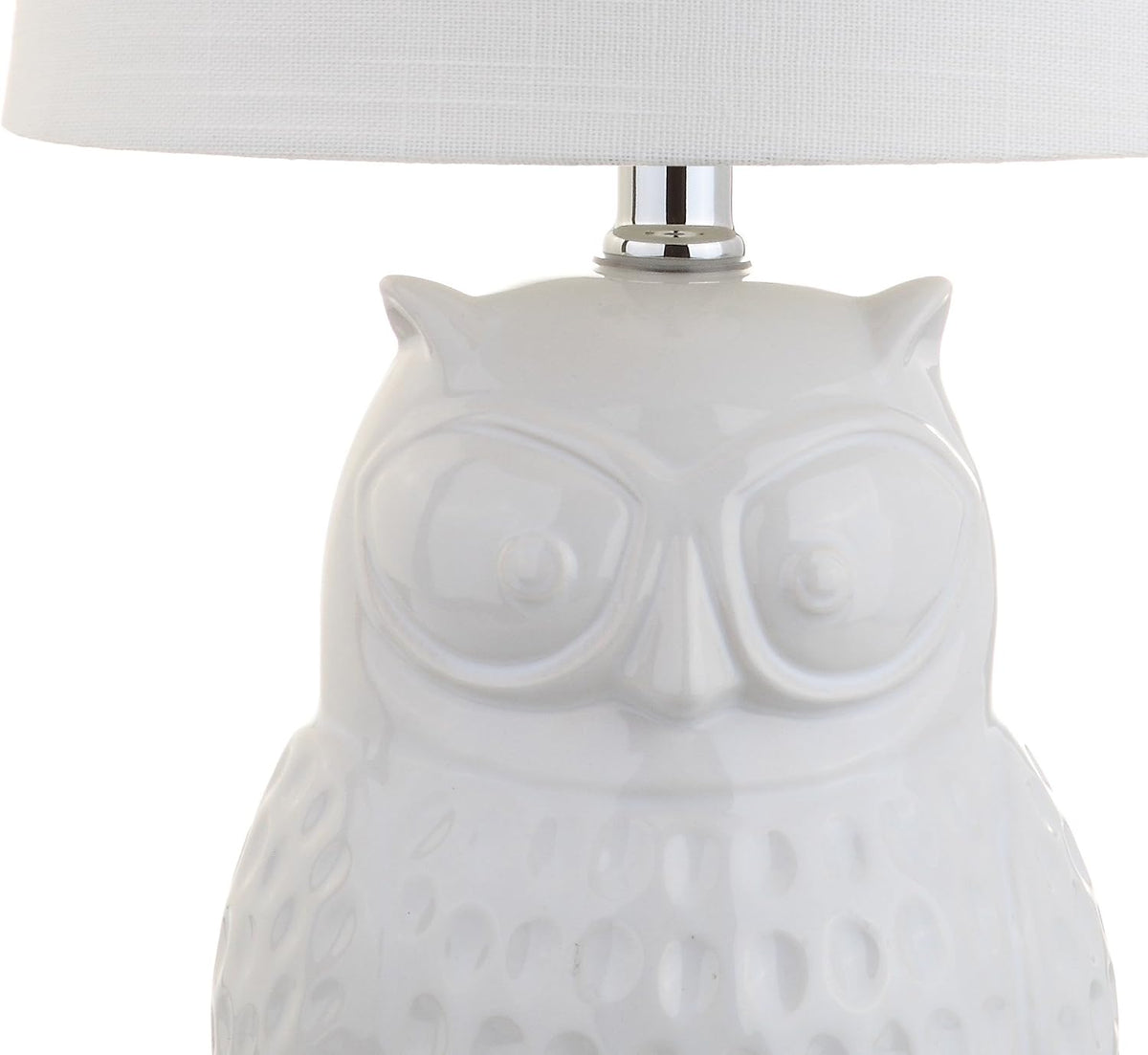 JONATHAN Y Hoot Owl Ceramic Table Lamp 20.5" Bedside Light, White