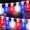 26FT 12 LED G40 Bulb Outdoor String Lights with White Wire, Multi Dynamic Lighting Modes, Decorative for National Day Holiday Garden Decor