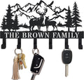 Personalization Deer Mountain Metal Key Holder custom Wall Mount Key Holder for Wall Rustic Cabin Decor Key Rack Hooks Hanger Woodland Wildlife Wall Art Entryway Organizer Housewarming Hunting Gifts