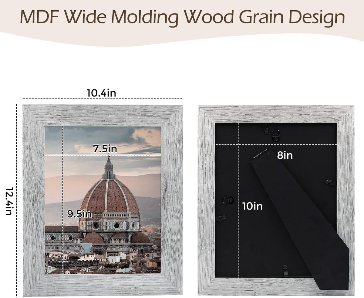 2 Pack 8x10 Picture Frames in Grey, Real Glass, Wall&Tabletop Display