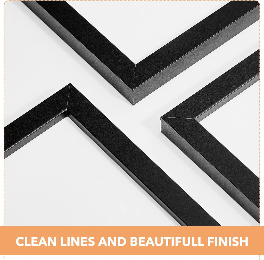 SYNTRIFIC 12x16 Black Picture Frames Set of 6, Matted to 8.5x11 with Mat