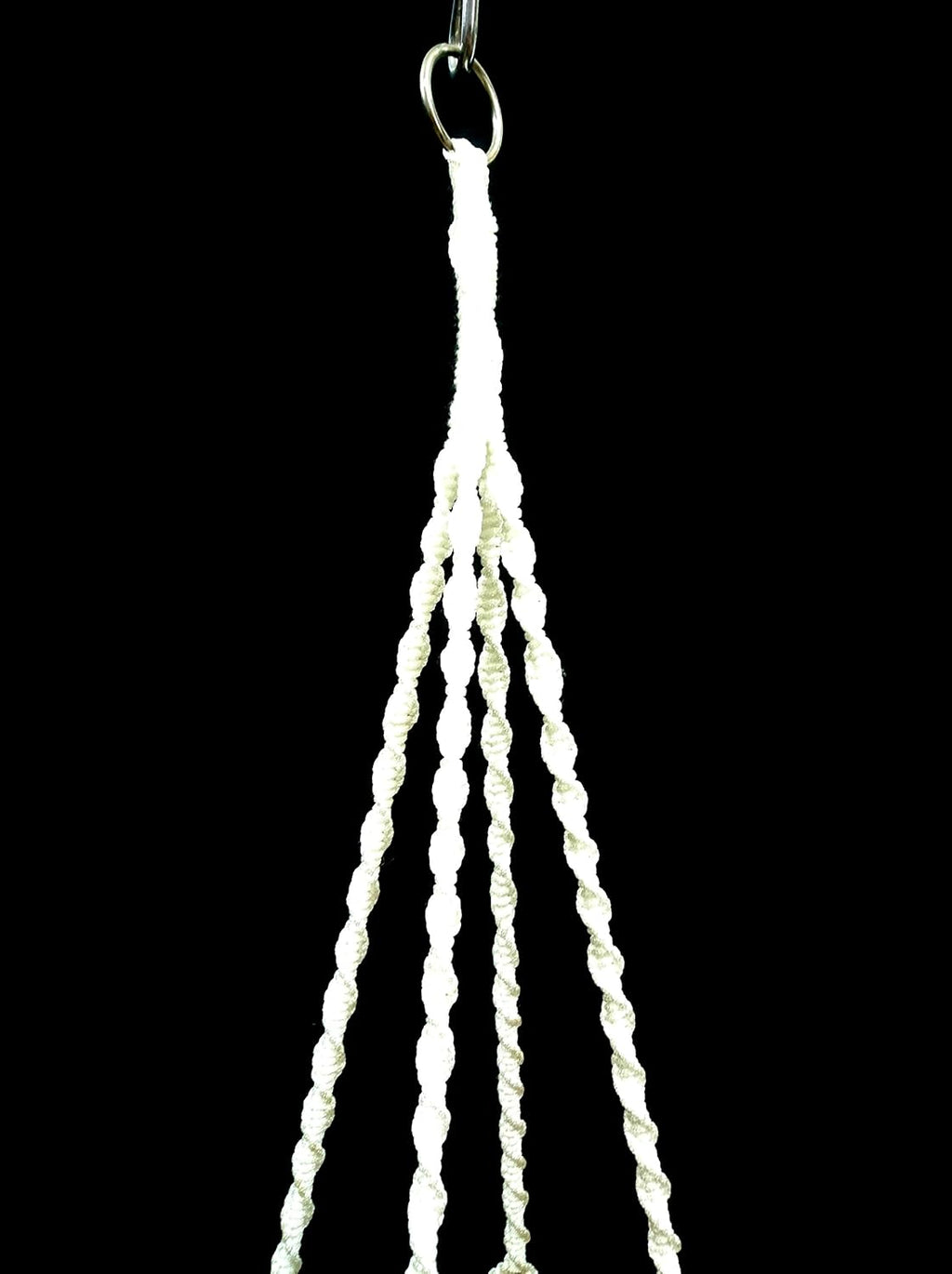 4 Legs Polypropylene Fiber Rope Macrame Plant Hanger Hanging Planter Holders Black& White Color, 48-inches for 10-12" Pot (White)
