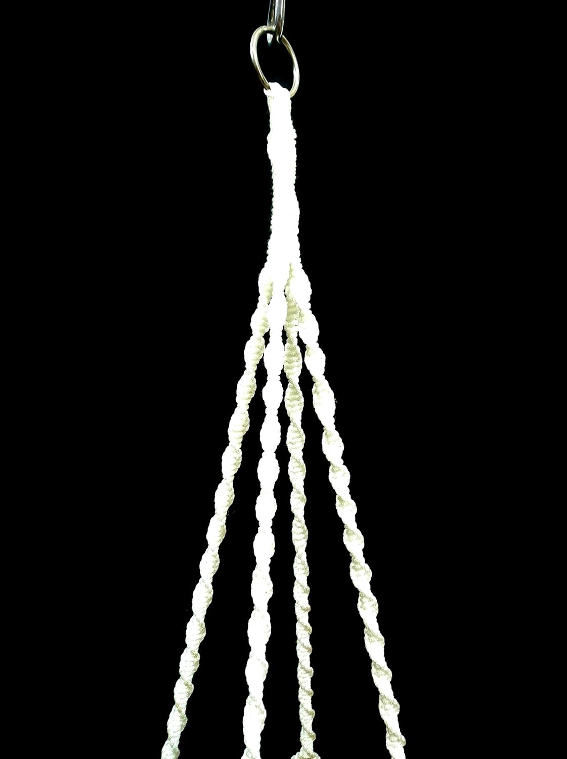 4 Legs Polypropylene Fiber Rope Macrame Plant Hanger Hanging Planter Holders Black& White Color, 48-inches for 10-12" Pot (White)