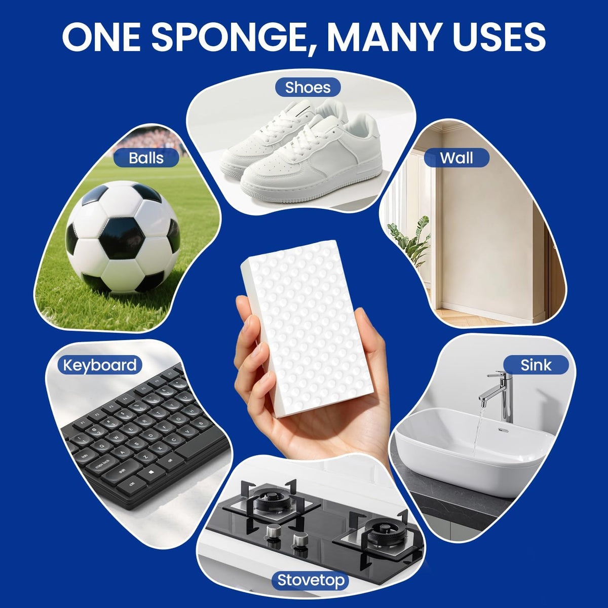 12 Pack Magic Cleaning Sponge Erasers, 5X Density Shower and Tub Scrubber