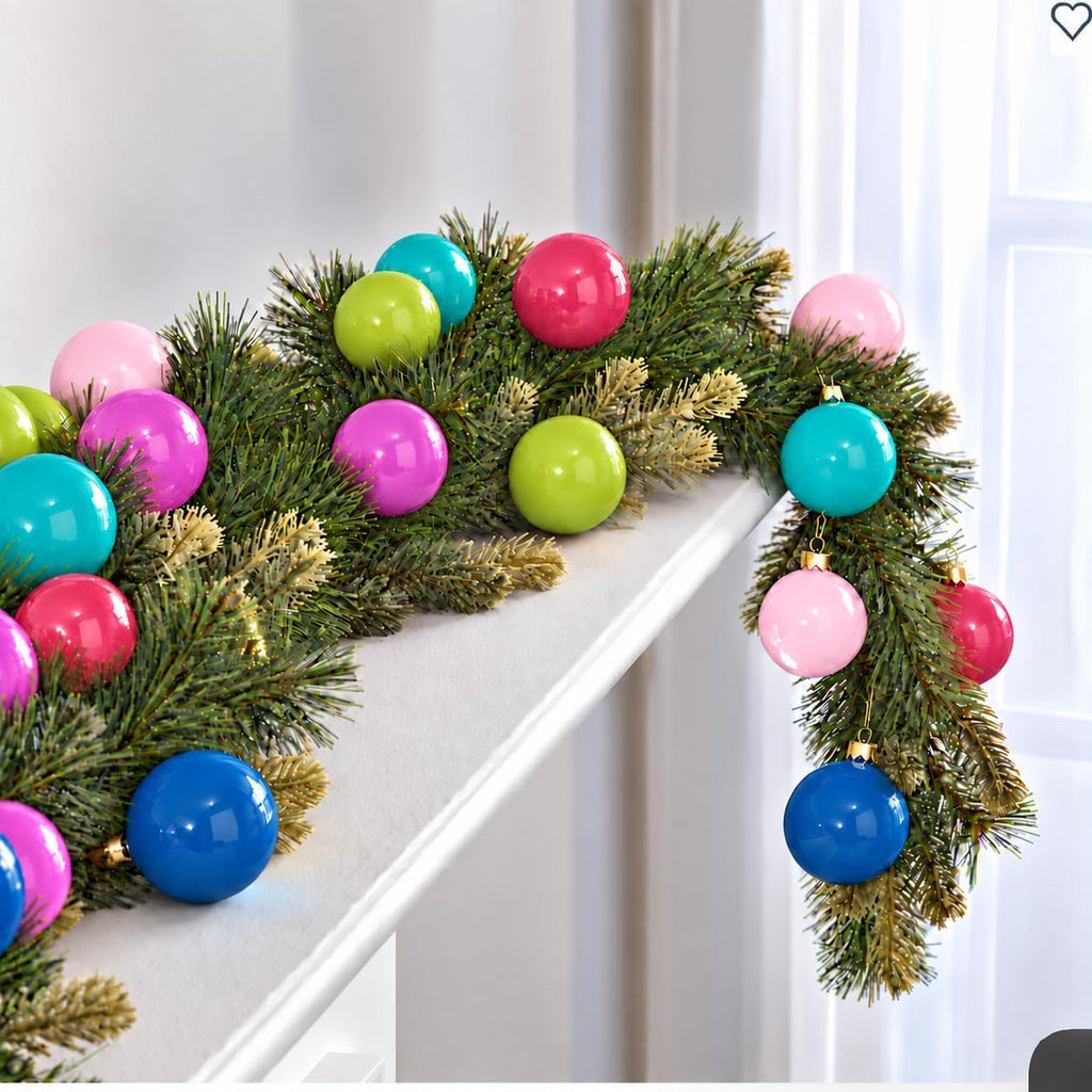 WDS WONDROUS Christmas Ornaments Blue Green Set of 12 Christmas Ball Glass