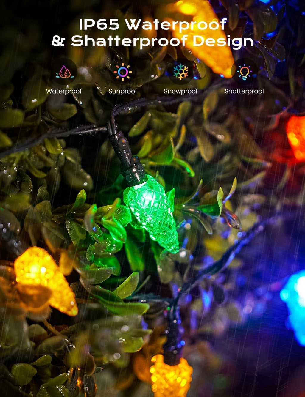 2 Pack C6 Battery-Operated-Christmas-Lights 100LED Multicolor String Lights