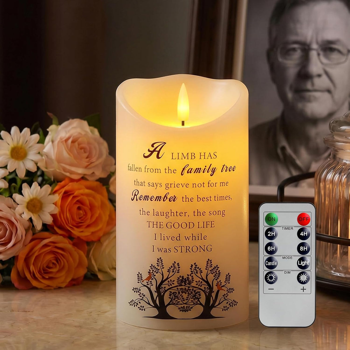 Homemory 4x7 Flameless Memorial Candle Sympathy Gifts for Loss of Loved One