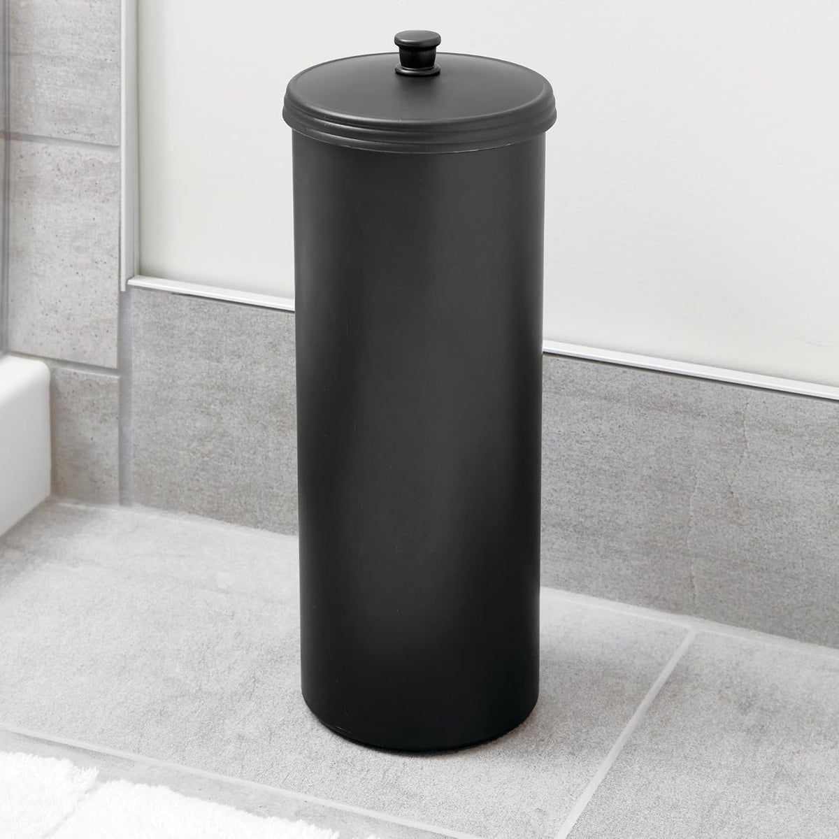 iDesign Freestanding Bathroom Toilet Paper Storage Holder, Matte Black