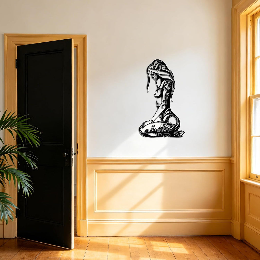 Xedatric Abstract Metal Wall Art for Home.Black.25.2 * 14.8 inches.
