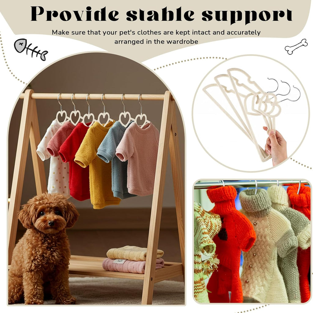 24 Pcs Pet Hangers 13'' Non-Slip Velvet Metal Hooks,Beige