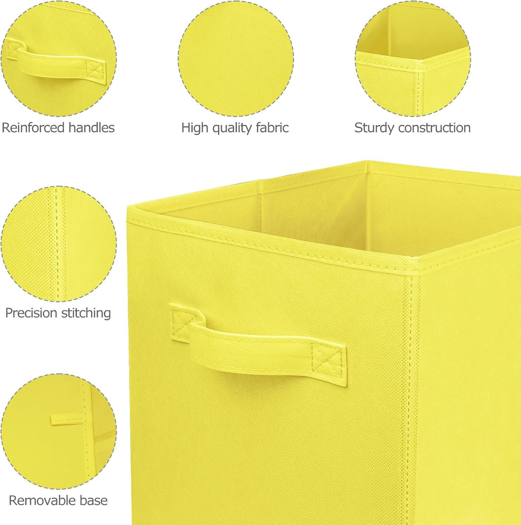 2 Pcs Storage Cubes, 10.5 Inch Collapsible Storage Bins, Fabric Foldable Bins for Organization, Durable Storage Bins for Closet, Shelves, Offices (Yellow)