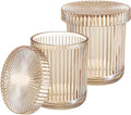 Hipiwe Glass Apothecary Jars with Lid 2Pcs Cotton Ball and Swab Organizer