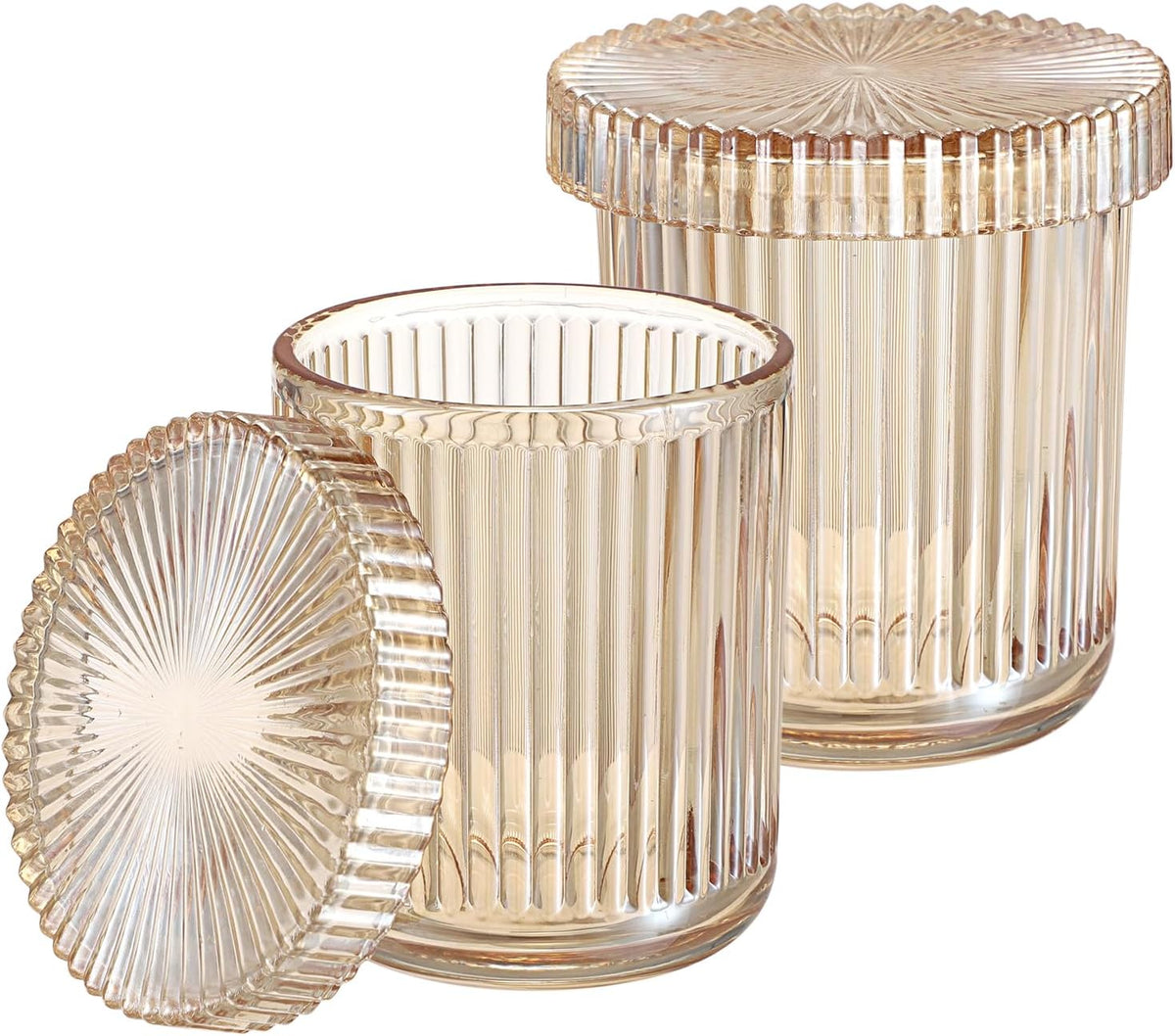 Hipiwe Glass Apothecary Jars with Lid 2Pcs Cotton Ball and Swab Organizer