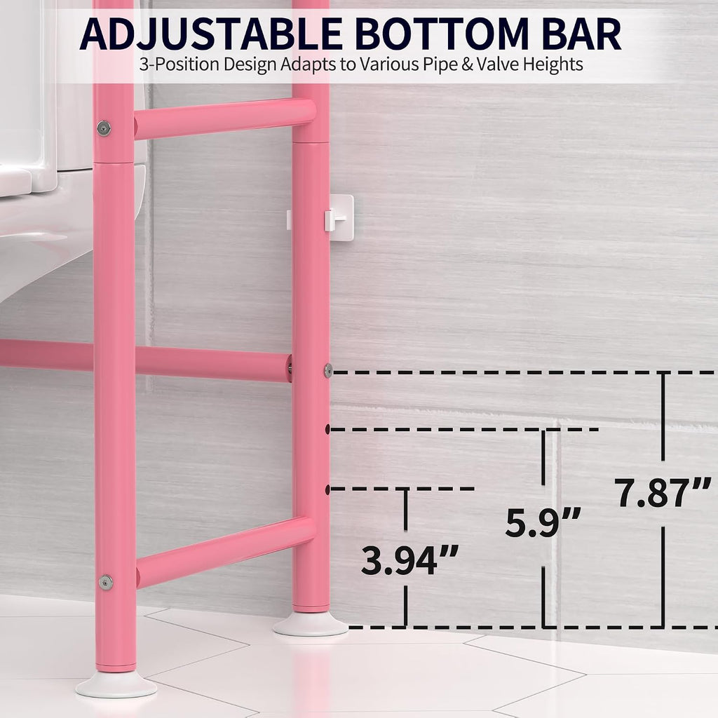 3-Tier Over Toilet Storage Cabinet, No Drilling, 64" H, Pink