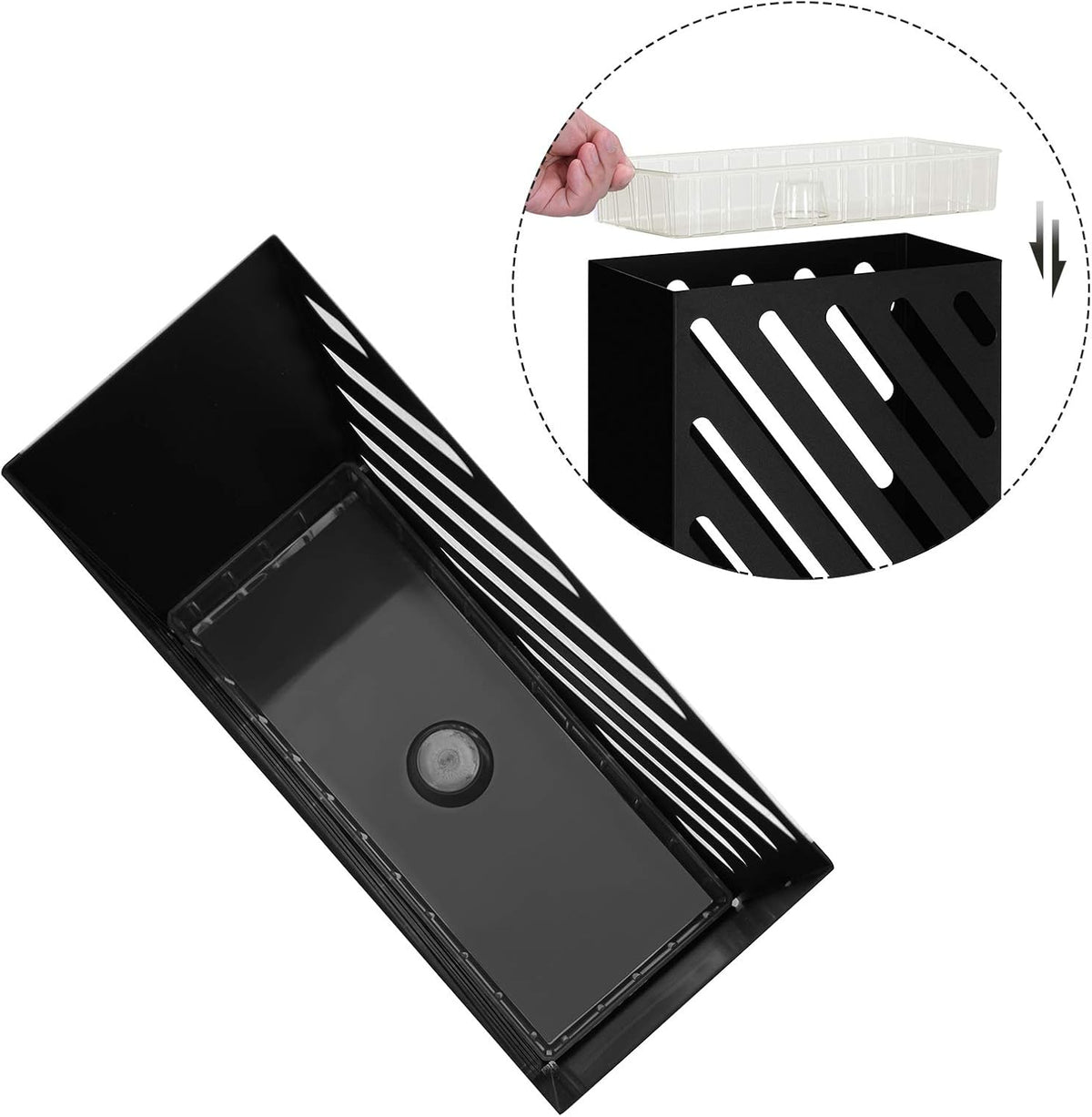 SONGMICS Metal Umbrella Stand, Rectangular, Removable Drip Tray, 4 Hooks