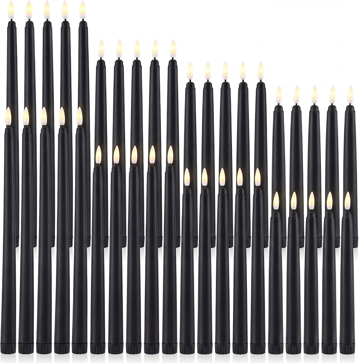 Baquler Flameless Taper Candles LED Flickering Candlesticks, Black, 40 Pcs