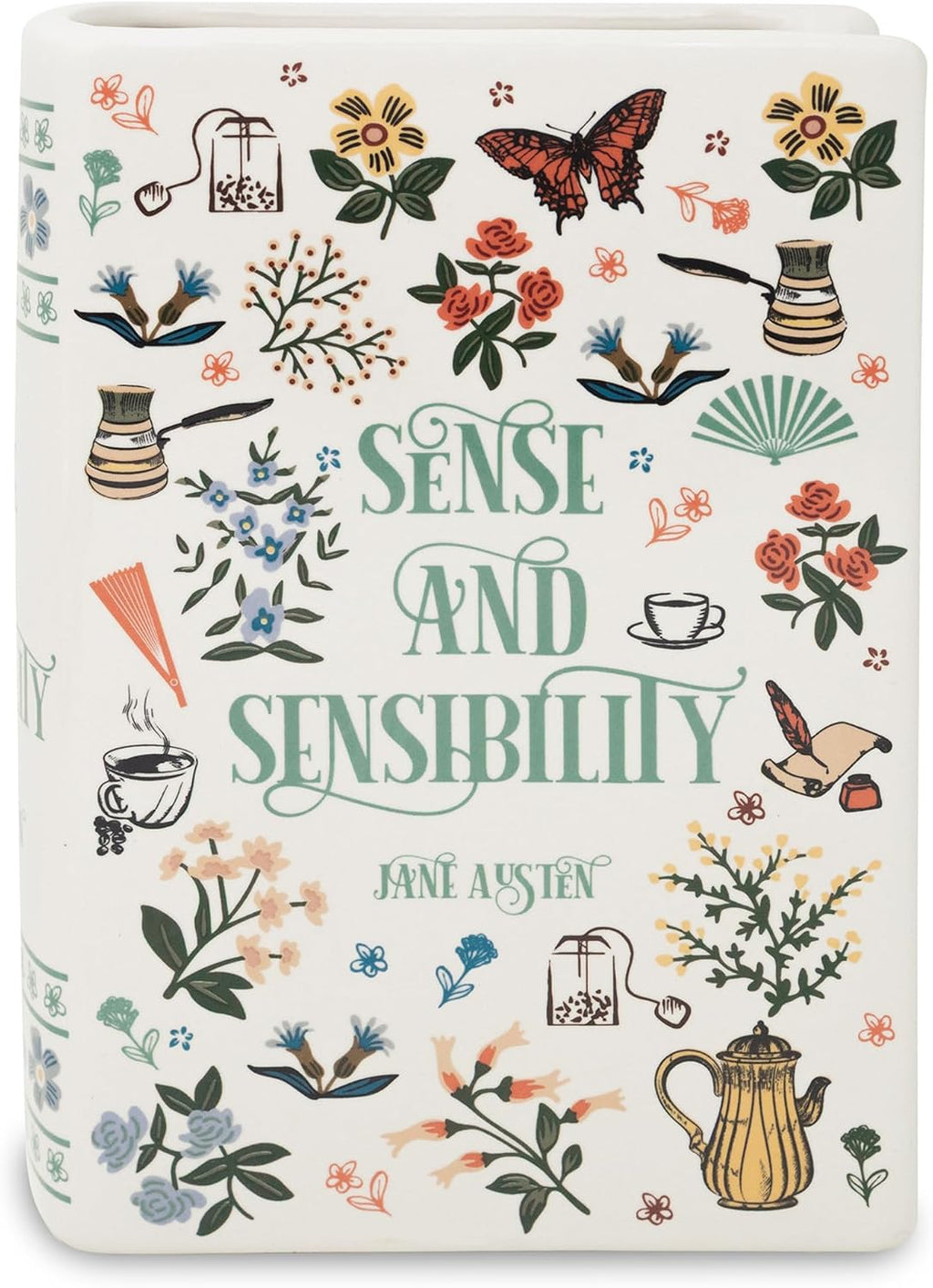 Steel Mill & Co. Ceramic Book-Shaped Vase, Sense and Sensibility