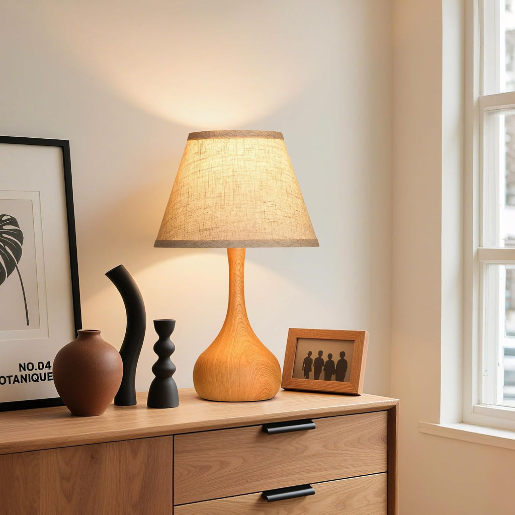 Touch Table Lamp for Bedroom Set of 2, 3-Way Dimmable Bedside Lamp for Nightstand, 17” Rustic Metal Desk Lamp with Linen Shade for Living Room, Kids Reading, Dorm, Home Office Decor, Bulb Included