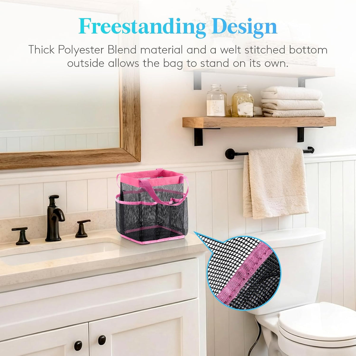 Lifewit Mesh Shower Caddy Portable, Dorm Room Essentials, 1 Pack, Pink