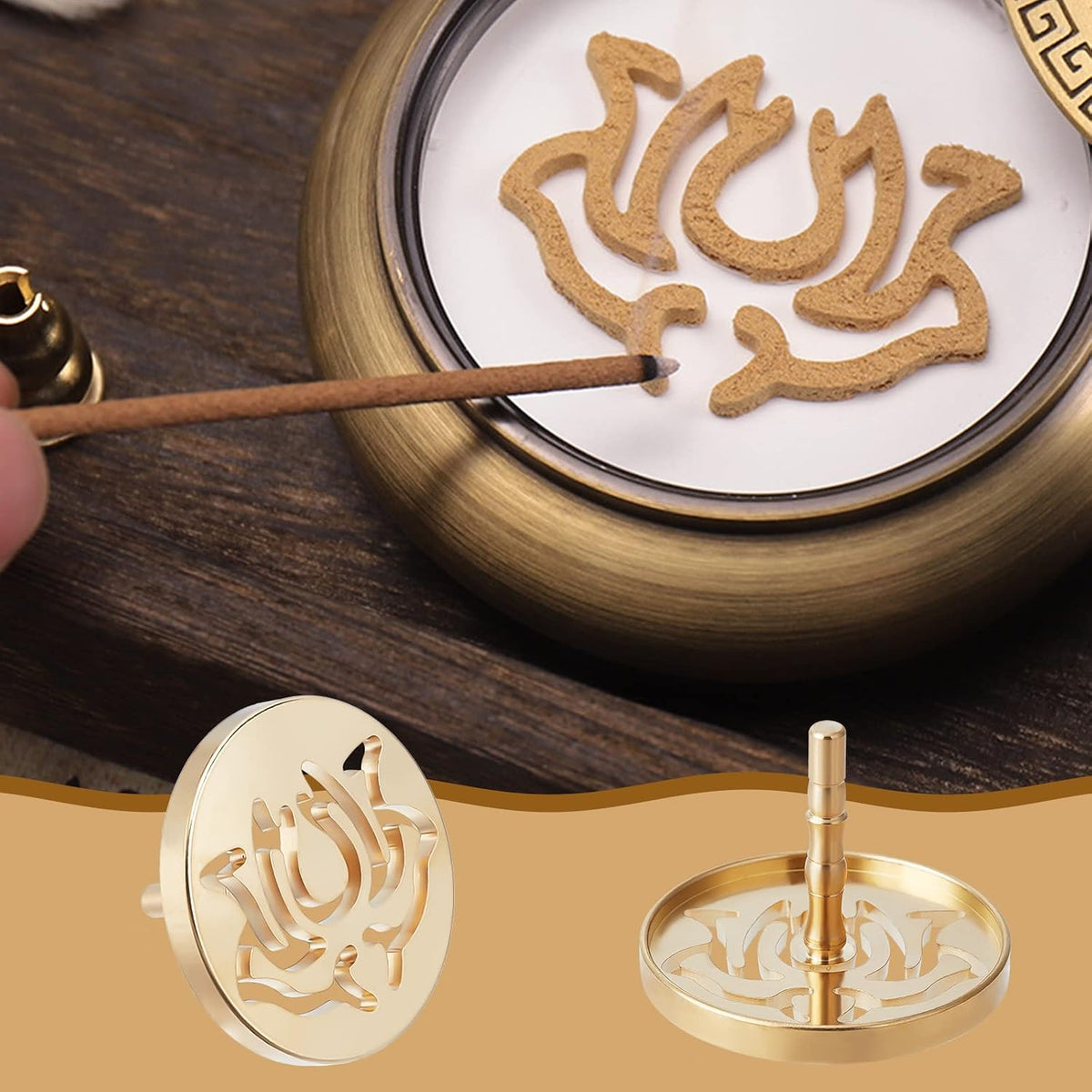 WEBEEDY 5Pcs Incense Making Kit, Brass Incense Tool Kit Set- Incense Spoon Incense Press Shovel Brush for Incense Burner Kit Incense Cone Bowl Prayer Fragrance