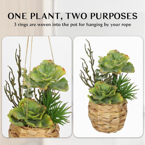 10" Large Succulents Plants Artificial in Pot, Faux Succulents Arrangement