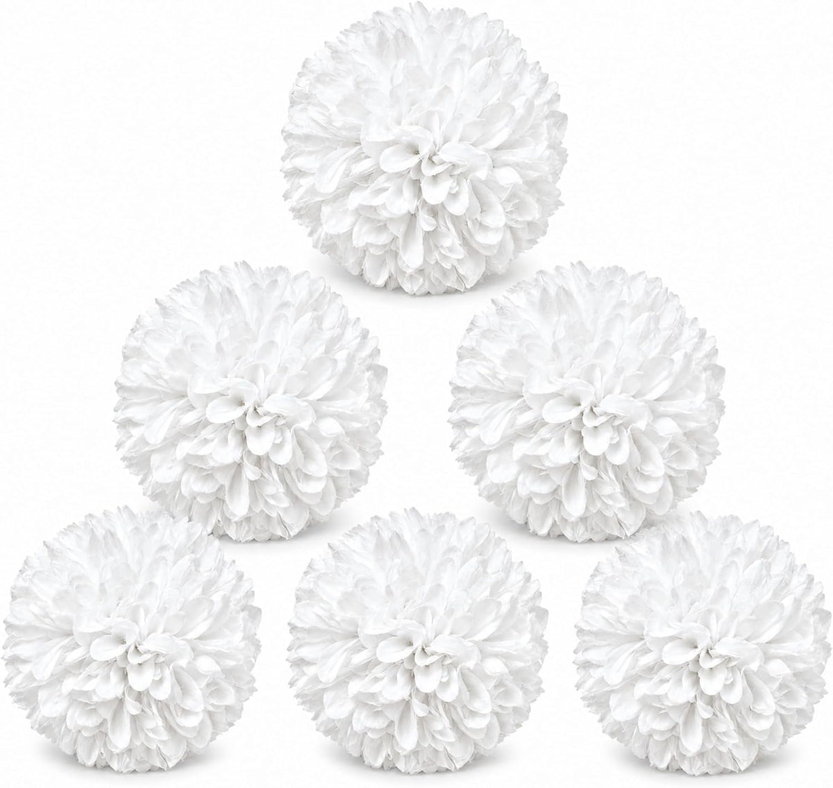 DZrudun 6Pcs White Homecoming Mum Flowers, 6.5 Inch Artificial Mum Flowers
