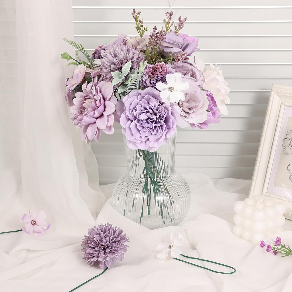 26PCS Artificial Flowers, Fake Roses Box Combo Set for DIY Decor