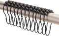 2lbDepot Shower Curtain Rings Hooks - Black Finish - Premium 18/8 Stainless Steel - Locking Rings with Easy Glide Rollers - Five Finishes Available - Set of 12 for Shower Rods