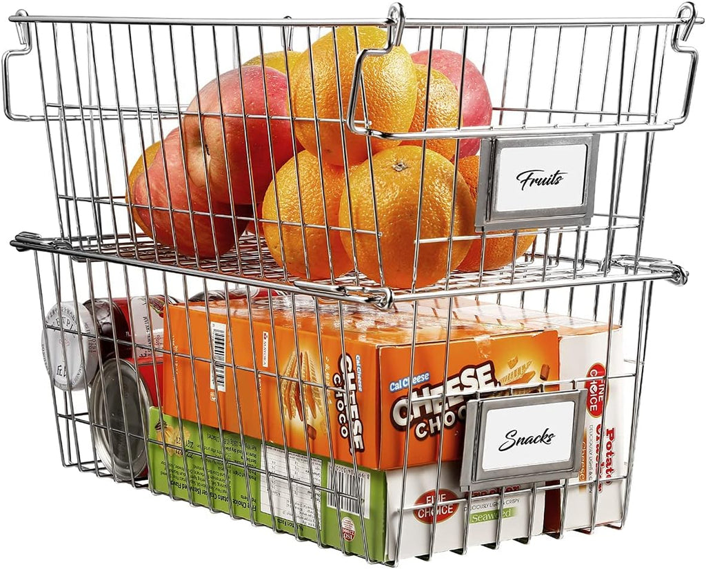 Orgneas Stacking Chest Freezer Baskets Organizer Bins Metal Wire Baskets