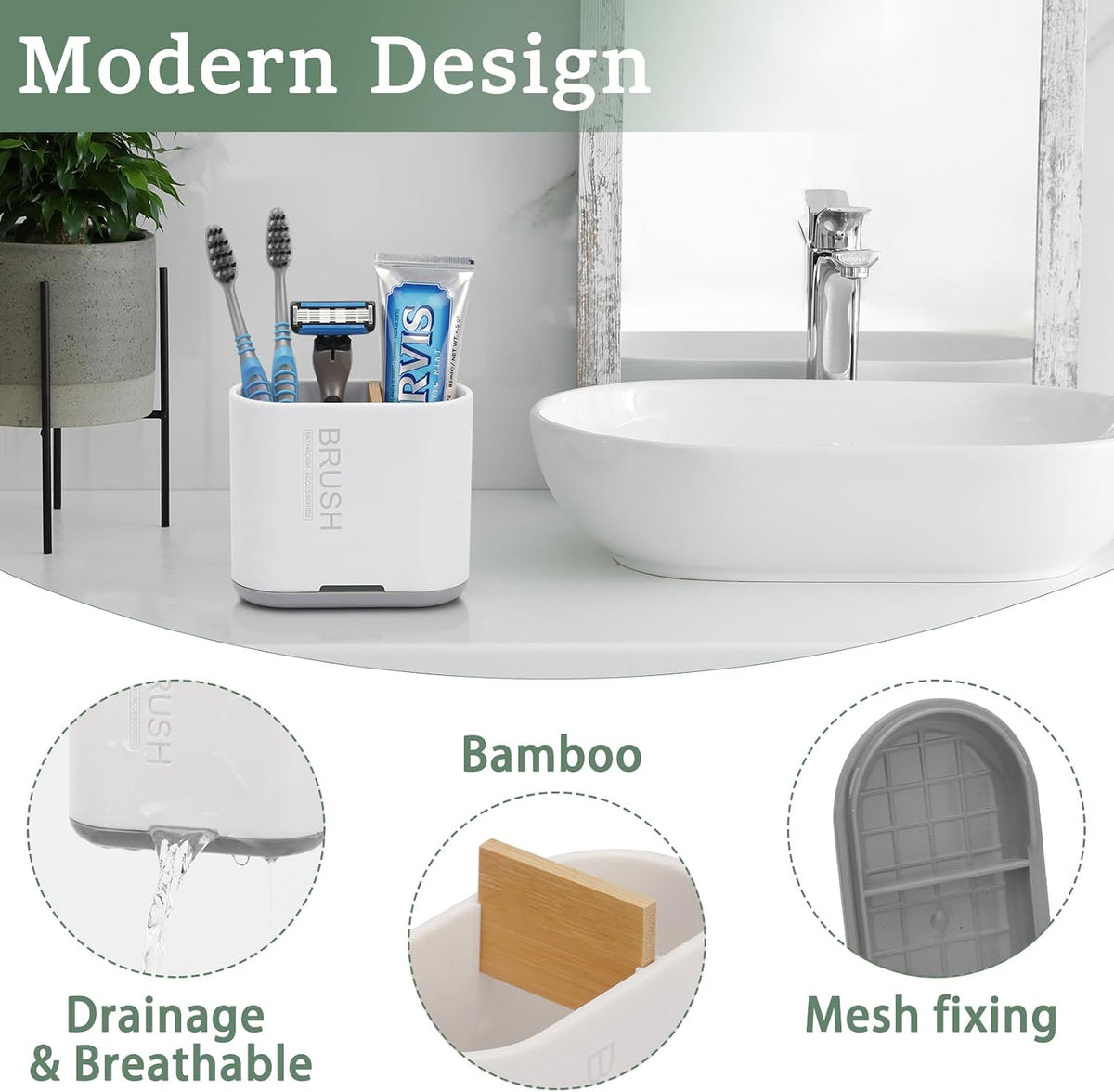 2 Pack Toothbrush Holders for Bathrooms,White, Bathroom Accessories