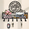 Personalized Metal Anniversary Wedding Gift Key and Mail Holder, Wall Mount Entryway Organizer with Hooks, Custom Key Rack for Kitchen, Bathroom, and Home Storage