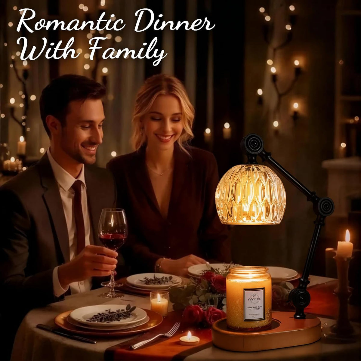 Candle Warmer Lamp, Dimmable Wax Melting Warmer with Adjustable Height, Bedroom Living Room Home Decor, Birthday Relaxation Gifts for Women (Transparent, Wave)